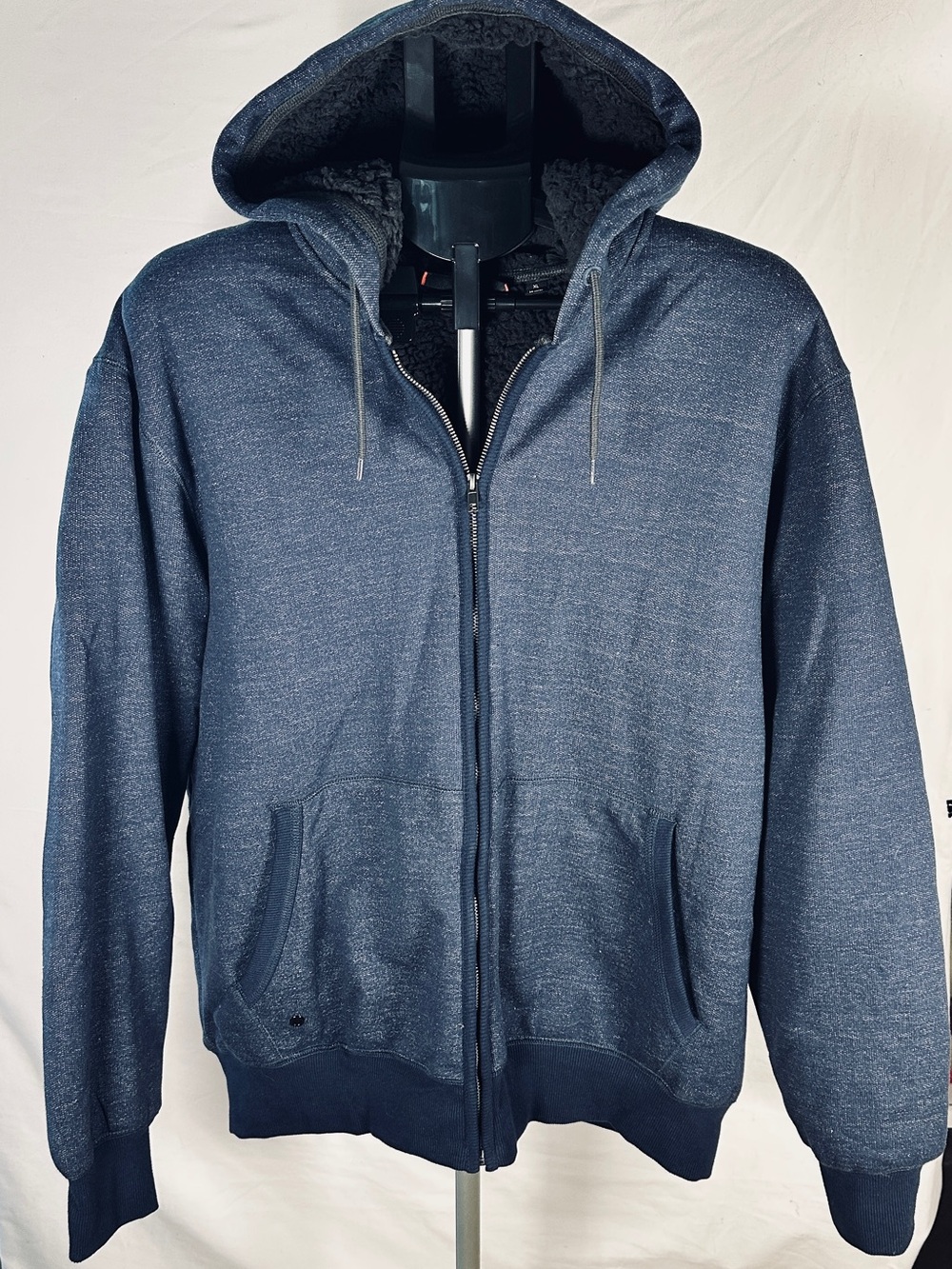 Fission Men's Sherpa Lined Full Zip Hoodie Dark Blue Heather XL